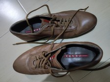 PRADA 00’s Brown Patent Leather Low Rare Canoe shape Vintage shoe