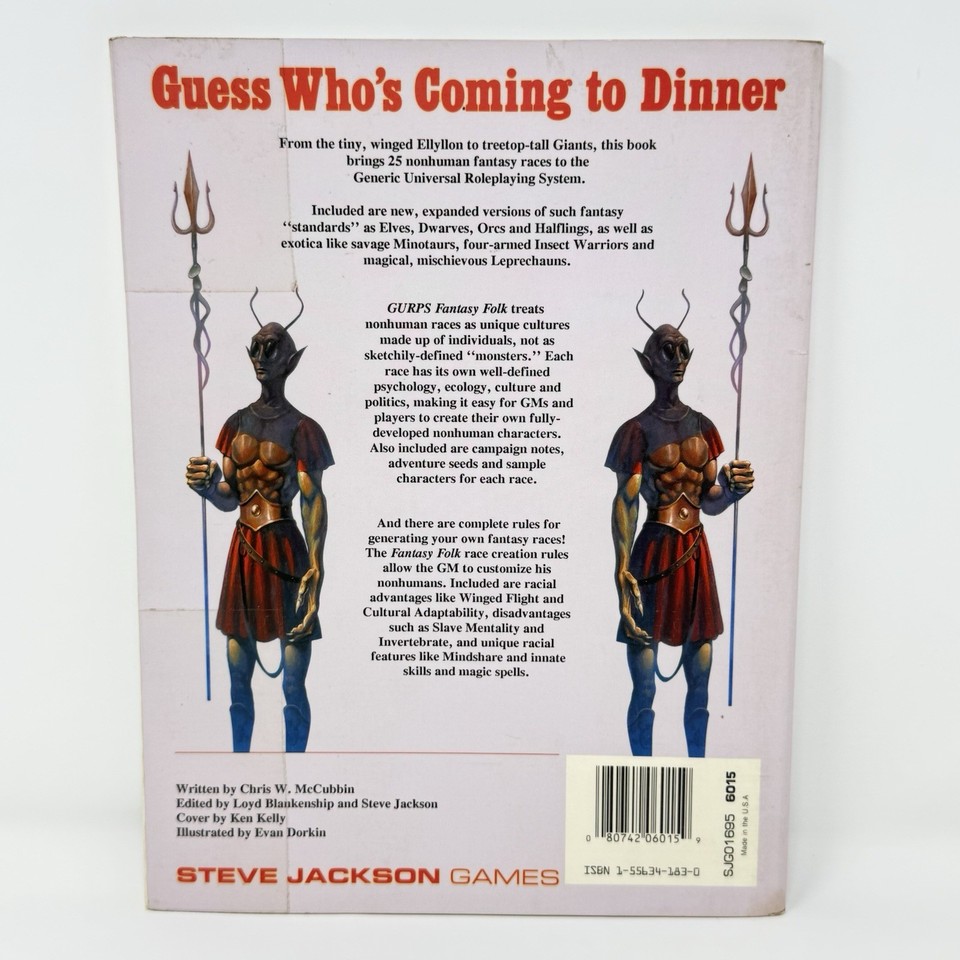 Rpg Steve GURPS Fantasy Folk First Edition RPG Supplement Steve Jackson Games ...