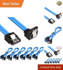 6 Pack 90 Degree Right-Angle SATA III Cable 6.0 Gbps with Locking Latch 18Inc...