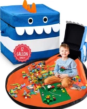 XXL Toy Storage Organizer with Play Mat – Dinosaur & Monster Storage Bag/Box ...