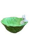 NEW Arlington Design Green Cabbage Ceramic Bowls With Bunny  Set of 4 EASTER