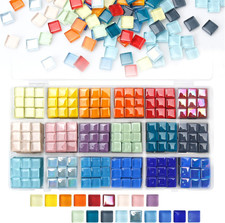 900 Pcs 2.2LB Glass Mosaic Tiles, 18 Colors 10Mm Mosaic Glass Pieces with Storag