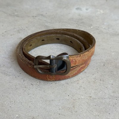 Vintage Gutos Belt West Germany Floral Tooled Leather Brass  display picture 2