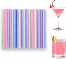 300 Pcs 5 Inch Disposable Plastic Cocktail Straws - 0.24" Diameter Cute Pastel