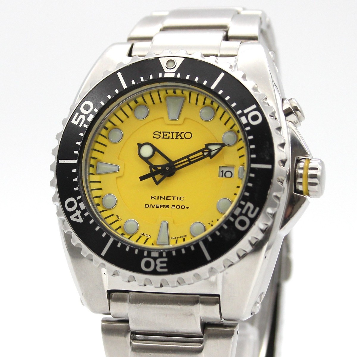 Rare Yellow! [Exc+5] SEIKO KINETIC 5M62-0BL0 Men's Watch From