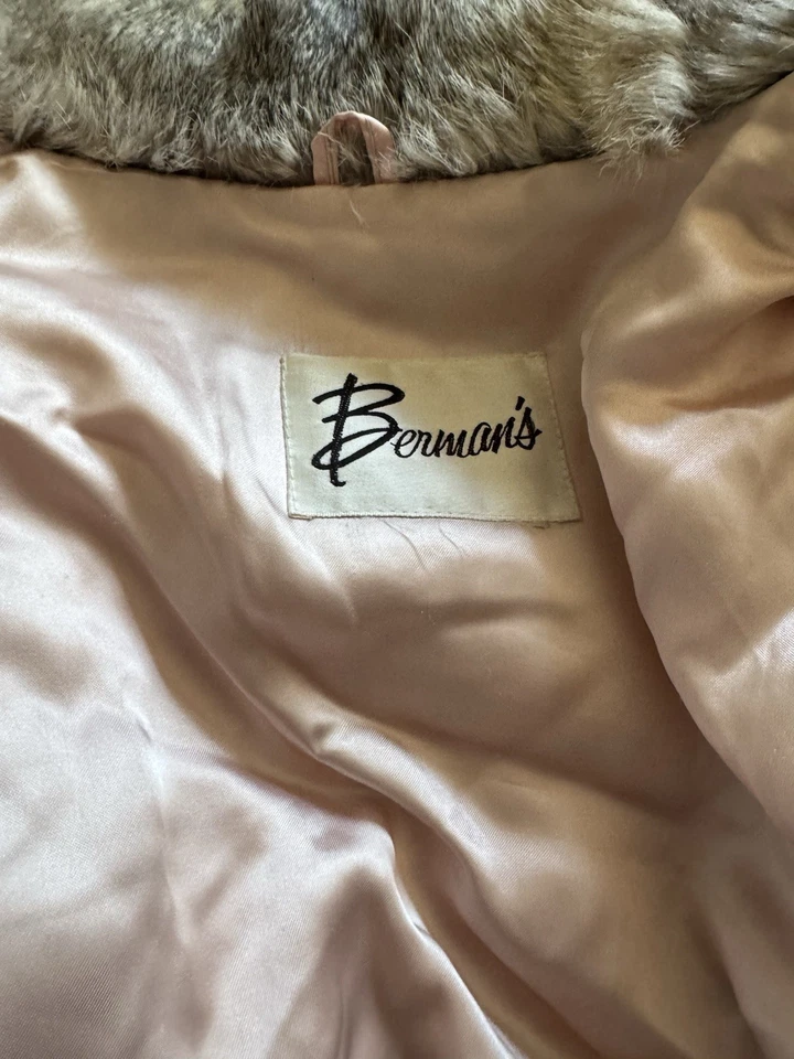 Vintage Berman’s France Rabbit Fur Coat Women's Long Sleeve Lined - Image 3 of 4