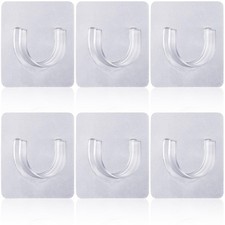 6x Adhesive Shower Curtain Rod Holder Wall Mount Tension Bracket No Drill Clear