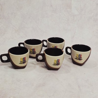 Cafe de Colombia ゴメツ人形 Set of 5 Café de Colombia Espresso Cups Tapered Geometric Ceramic
