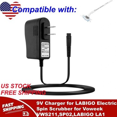 9V Charger for LABIGO Electric Spin Scrubber for Voweek VWS211,SP02,LABIGO LA1
