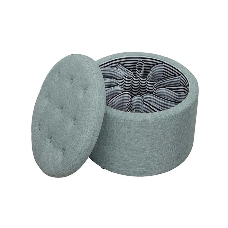 Convenience Concepts Designs4Comfort Round Shoe Ottoman in Green Fabric - Image 3 of 4