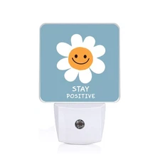 White Daisy Flower Night Light Plug-into Wall Stay Positive Nightlight Lamp w...