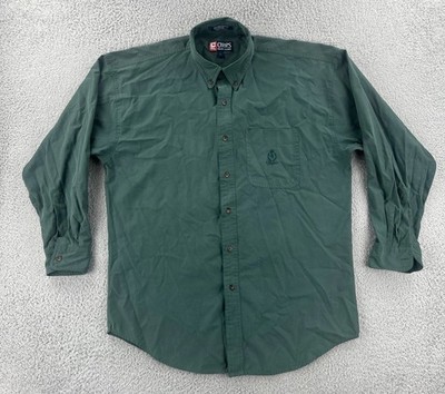 Vtg Chaps Ralph Lauren Men s Size Large Green Long Sleeve Button Up Shirt Y2K