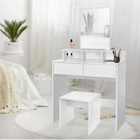 Schminktisch Mit Hocker Kosmetiktisch Frisiertisch Make-Up Tisch Weiß Spiegel