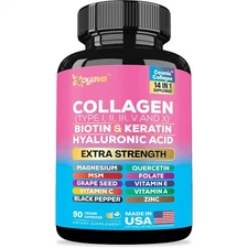 Collagen Pills Hair, Skin & Nail Health 64,000 MCG Biotin 90 Caps