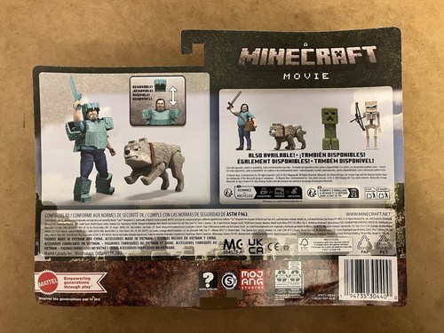 A Minecraft Movie Mans Best Wolf Diamond Armor Steve & Wolf 4" Figure 2 Pck 2025 - Picture 5 of 5