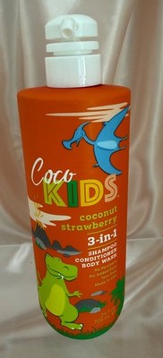 COCOmagic CocoKIDS COCONUT STRAWBERRY 3 in 1 SHAMPOO CONDITIONER BODY WASH 24oz