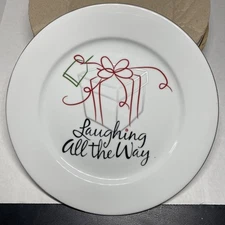 4 St. Nicholas EAT DRINK BE MERRY 9" Round Plate Present Laughing All The Way