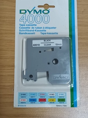 Dymo 4000 Tape Cassette, Schwarz/Clear, 12mm x 7,5m