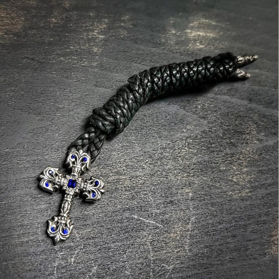 Chrome Hearts Filigree Cross XS Pendant After Blue Sapphire