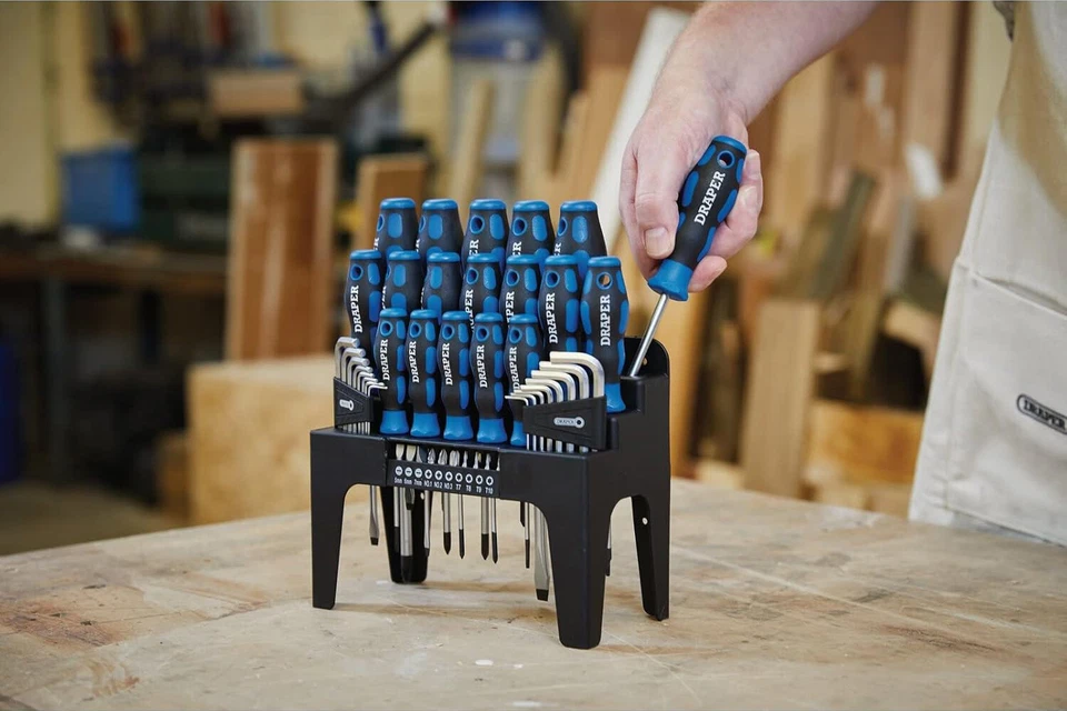 Draper 81294 Screwdriver Hex Allen Keys & Bits Set Stand Plain Cross Pozi 44pc - Image 3 of 4