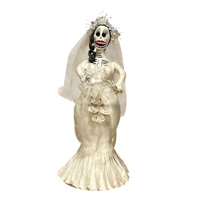 18'' Day of the Dead Skeleton Bride La Catrina Figurine papier-mâché