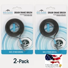 2-Pack Drain Snake Brush 27" – Easy Hair Clog Remover for Sinks, Tubs, Showers