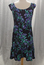 ANN TAYLOR . Floral Dress . Black . Rayon . Summer . Lined . Womens Size 4 $138