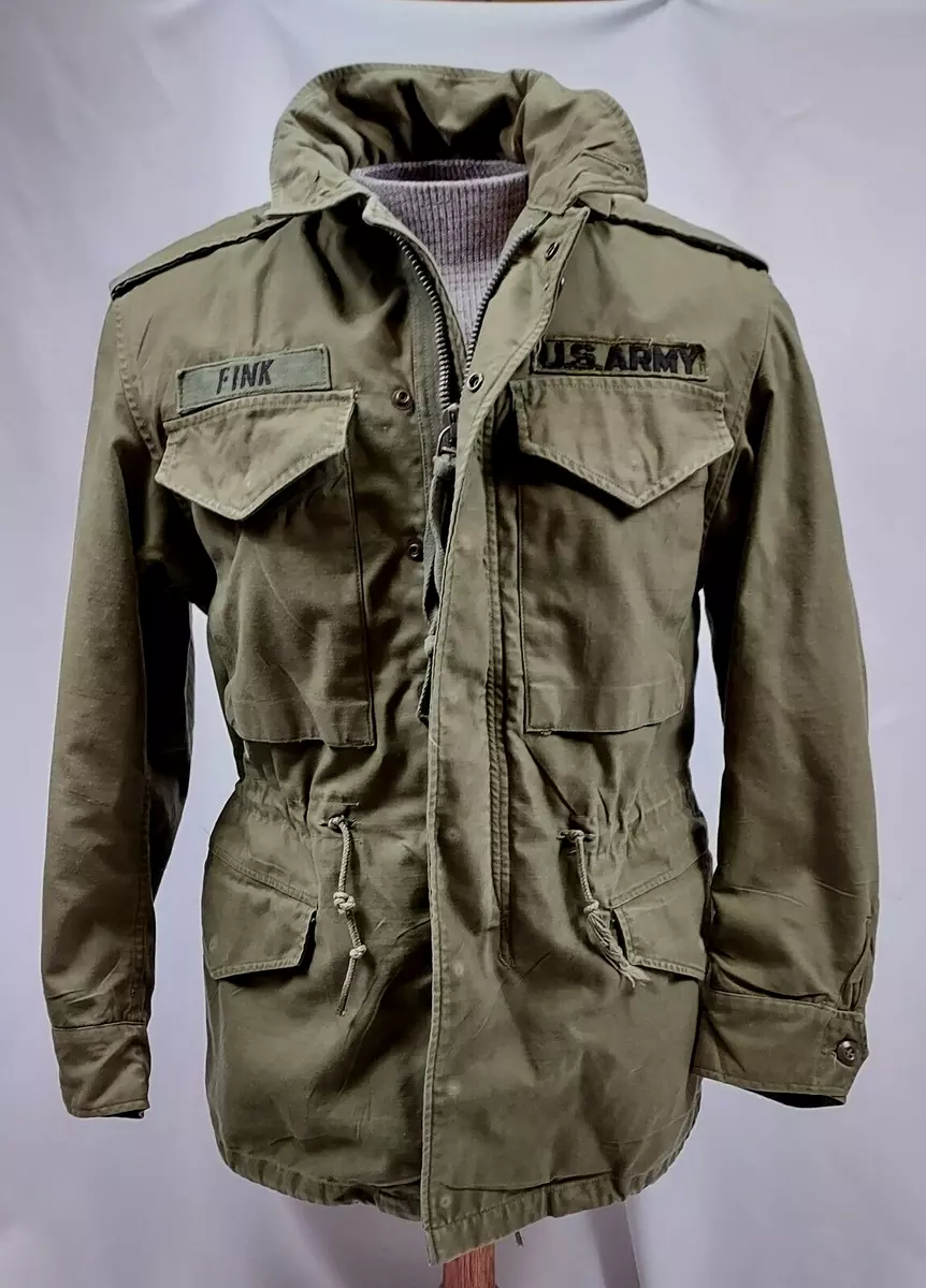 VTG 50s US Army M-1951 OG 107 Field Coat Jacket Small Short Named Fink M51