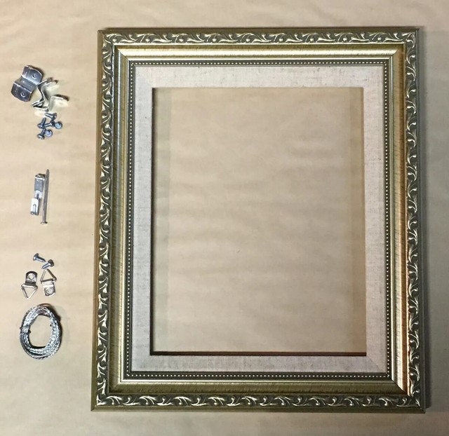 Ornate Antiqued Silver w/ Linen Liner Oil Painting Frame Various Sizes