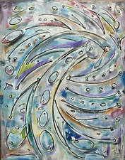 A WILD STREET RAT  abstract art BIG 16x20 new Painting original signed Crowell 