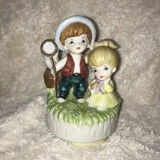Maruho Japan Vintage Rotating Boy& Girl Music Box. Plays ?love Story? Theme.