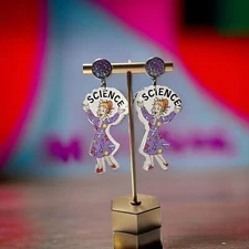 Miss Frizzle Back-to-school Magic School Bus Purple Science Dangle Earrings 