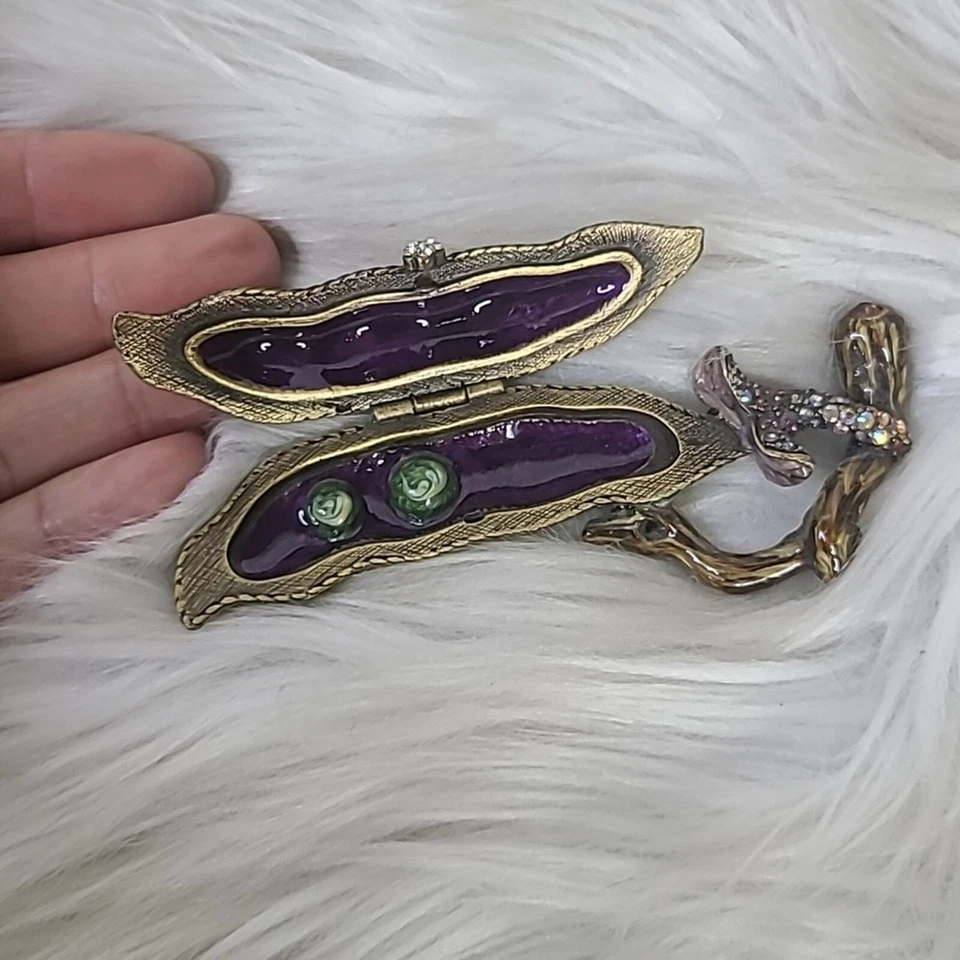 Jay Strongwater Phoebe Two Peas in a Pod Trinket Box Swarovski Crystals- New Fun - Image 2 of 3