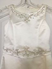 White Satin First Communion or Flower Girl Dress from David's Bridal Girls Sz 8