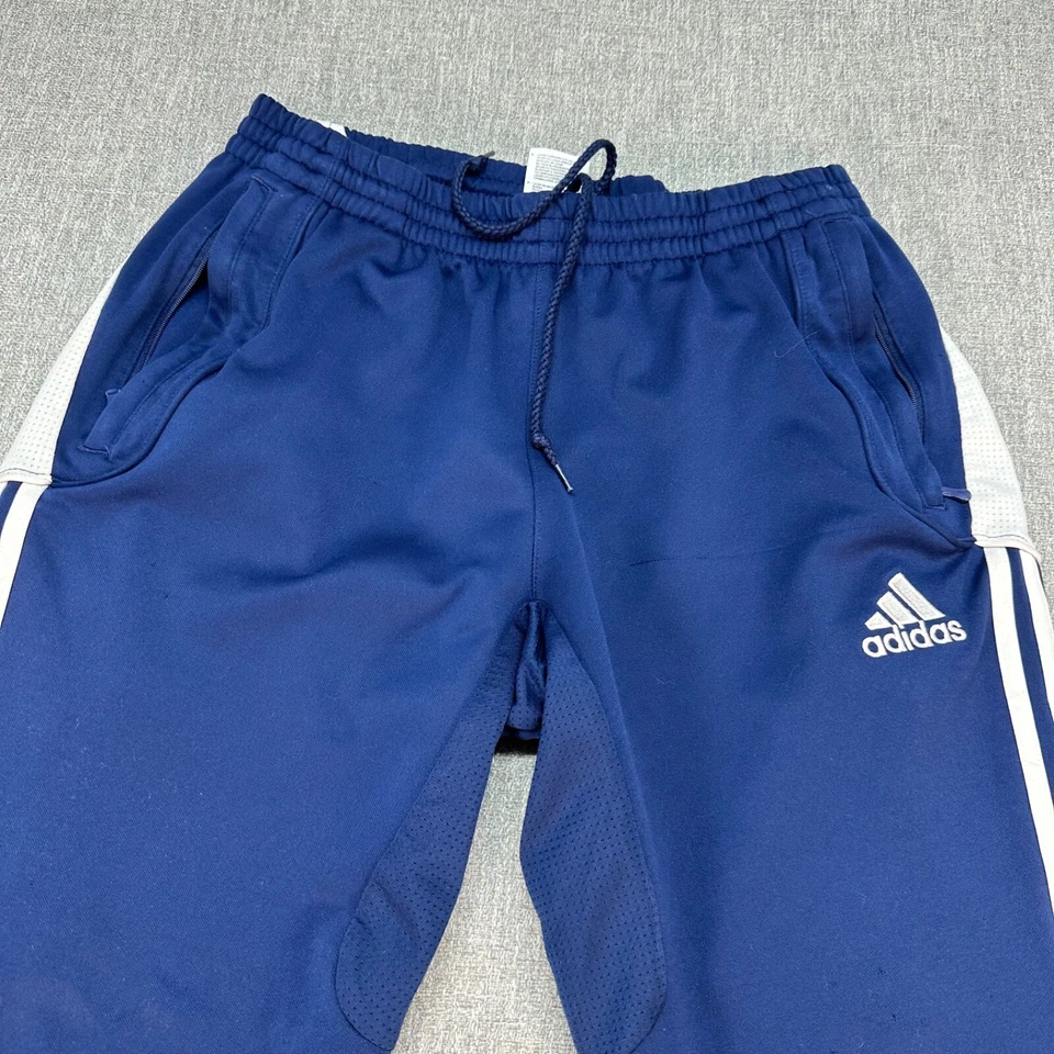 Vintage Adidas Track Pants Mens Large Blue Tapered Climacool 3 Strips Zipper Leg - Image 2 of 4