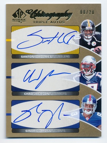2006 SP Authentic Chirography SANTONIO HOLMES SINORICE MOSS Triple Auto RC #/20 - 第 1/1 張圖片