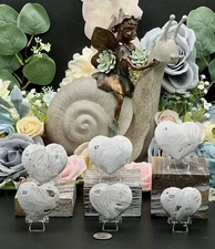 Natural White Mexican Lace Heart Palm Stone Druzy Vugs L@@K Free ship & Gift