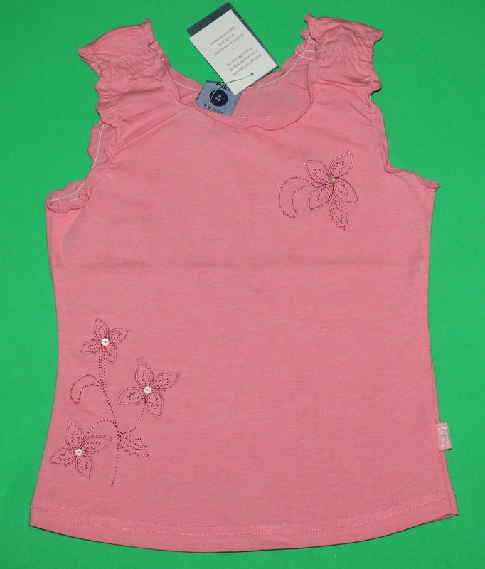 4 NWT Pumpkin Patch TROPICAL PARADISE Salmon Pink Stretchy SHIRT Tank Top Girls