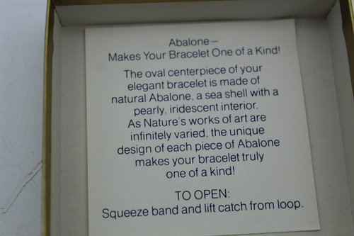 Vintage 1976 Avon SilverTone & GoldTone Abalone Shell Bangle Bracelet + Box - Picture 11 of 18