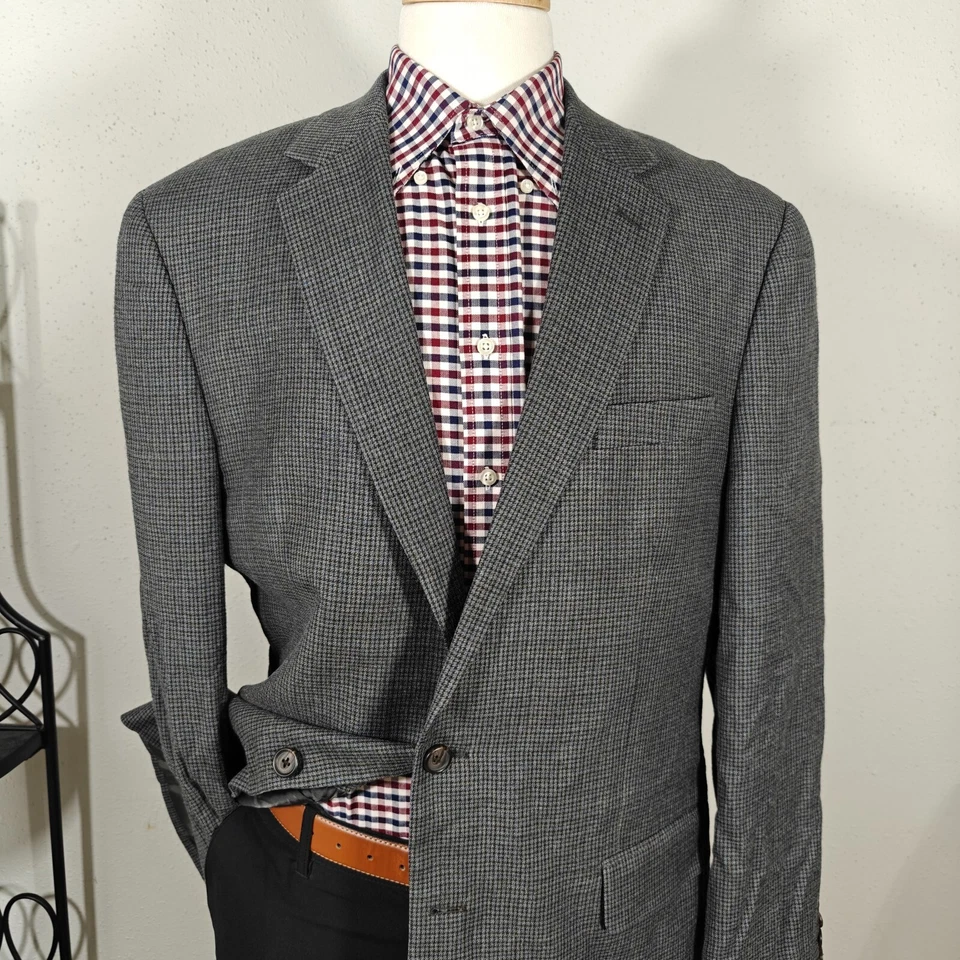 Ralph Lauren мужской Sport пальто Blazer гончая серый шелк шерсти кашемир размер 44L - Изображение 2 из 4