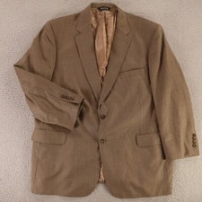 Jos A Bank Jacket XL Brown Houndstooth Check 100 Wool Worsted Blazer 48R