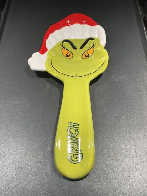 Dr Seuss How The Grinch Stole Christmas Ceramic Spoon Rest Santa Hat Green