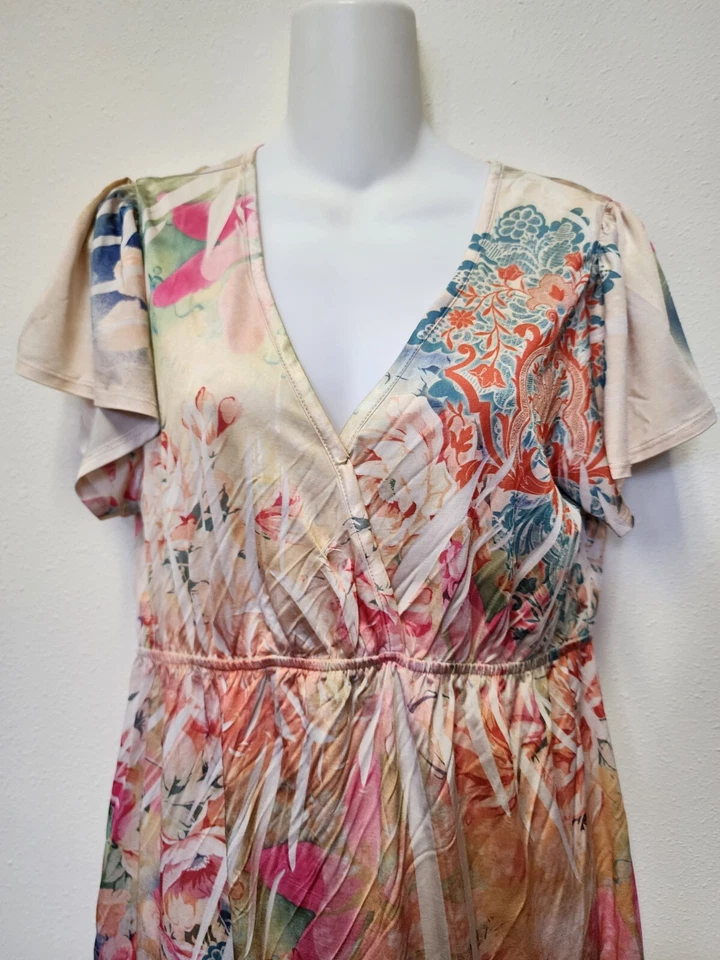 Vestido Kiara Mujer L Cuello Flutter Floral Y2K Hada Caprichoso Boho Playa Sol Sin Mangas Foto 2 de 4