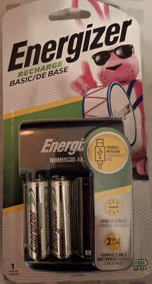 ENERGIZER CHVCWB2 RECHARGE BASIC BATTERY CHARGER W/2 AA RECHARGEABLE BATTERIES 