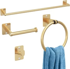 Bathroom Accessories Set, KLJKPA 4 Pieces Gold Bathroom Hardware Set, 24 inch