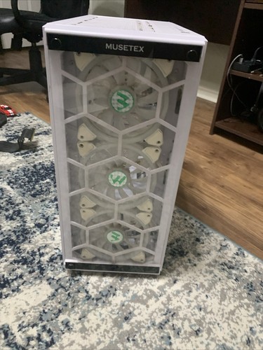 Musetex Pc Case, MU3-MN6-W, Tempered Gals ATX Mid-Tower Case With 6 Led Fans - Picture 2 of 6