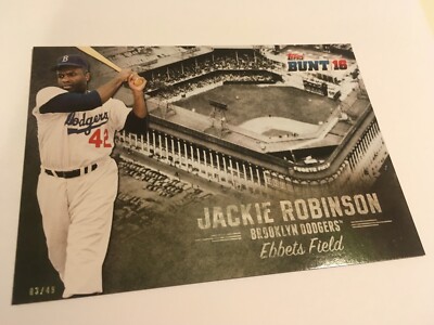 2016 Topps BUNT Stadium Legacy 5x7 Jackie Robinson Dodgers #'d /49 Physical Cd