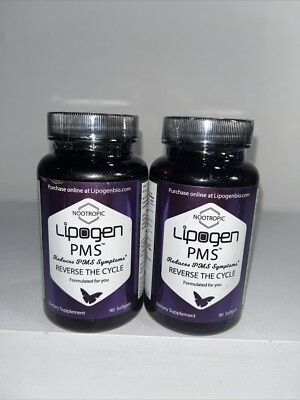 2 Sealed Lipogen PMS Supplement, 90 Caps Each, Slightly Damaged Outer Packaging 