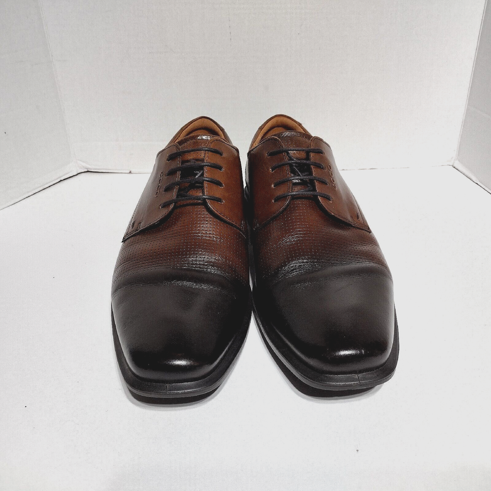 SAOLA Scarpe Ecco Derby Uomo EUR 47 US 13 13 5 EW Vamp Forate Punta Piana Ombra Marrone