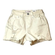 NWT So High Rise Curvy Midi Beige Jean Shorts Size 3/26 W 4' in Inseam Stretch